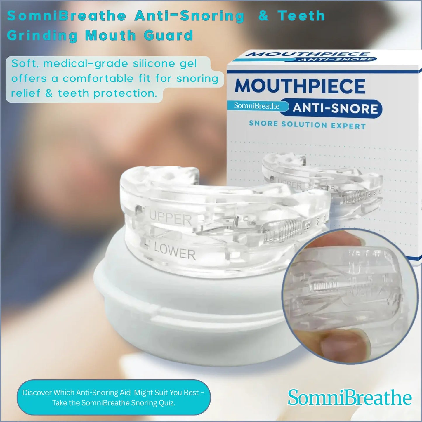 SomniBreathe Anti-Snoring & Teeth Grinding Mouth Guard – Comfortable Silicone Mouthpiece for Peaceful Sleep SomniBreathe