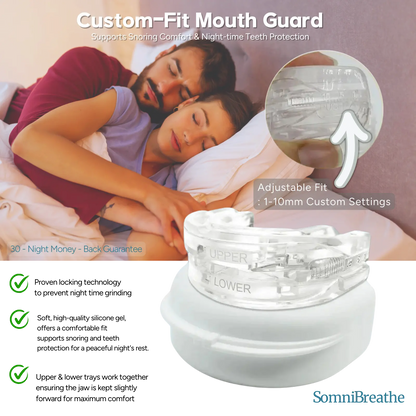 SomniBreathe Anti-Snoring & Teeth Grinding Mouth Guard – Comfortable Silicone Mouthpiece for Peaceful Sleep