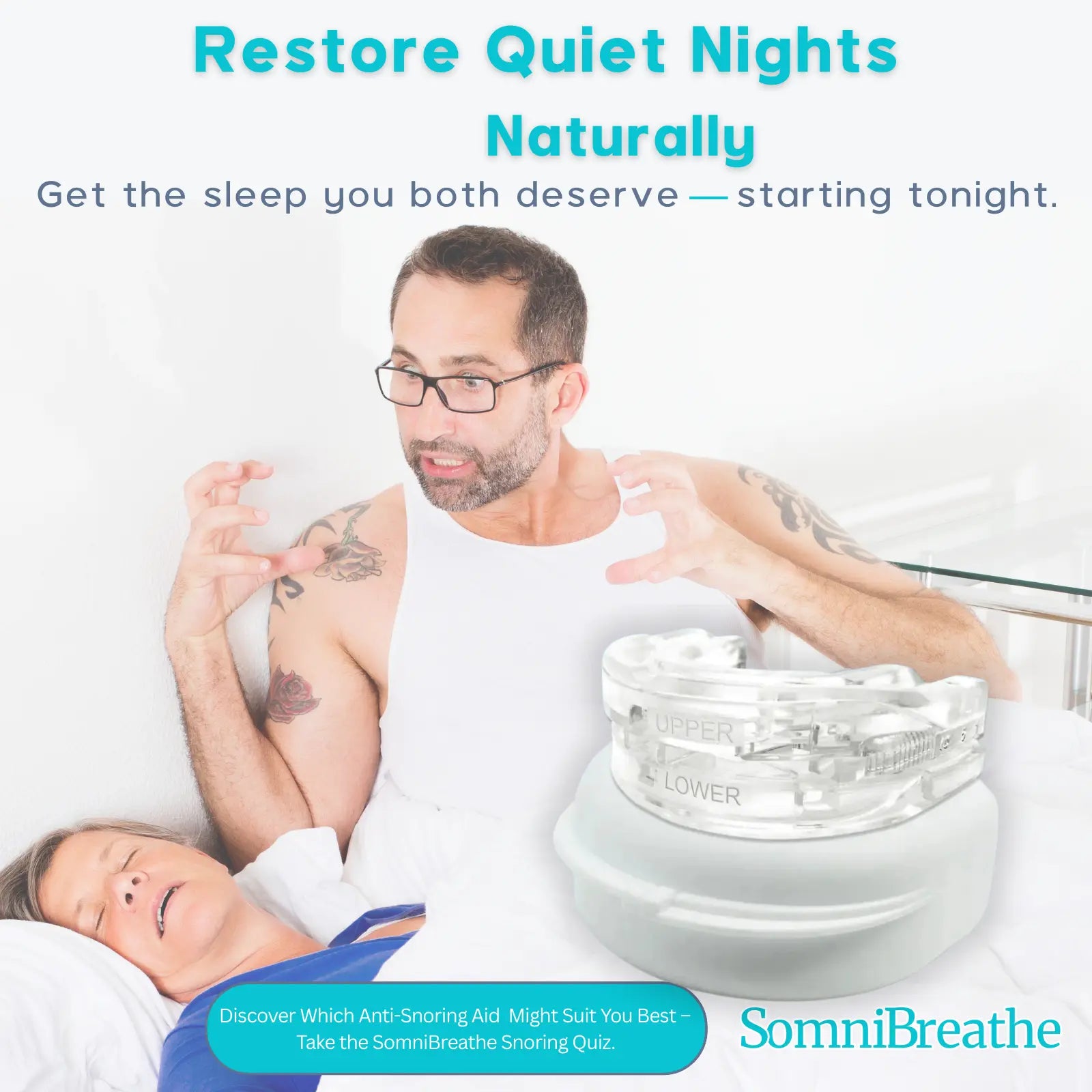 SomniBreathe Anti-Snoring & Teeth Grinding Mouth Guard – Comfortable Silicone Mouthpiece for Peaceful Sleep SomniBreathe